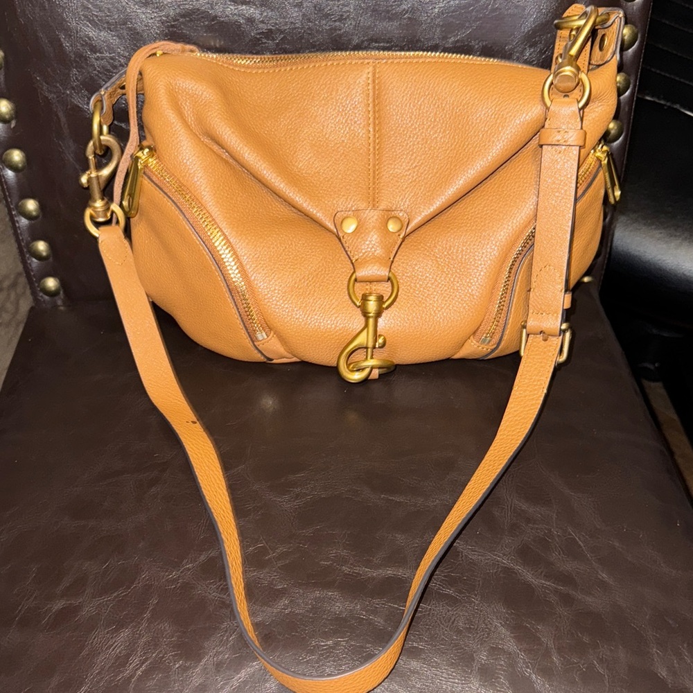 Rebecca Minkoff Tan Leather Shoulder Bag with Gold Accents